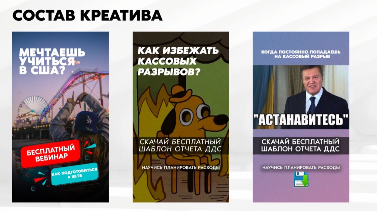 Структура креативов, которые сработали